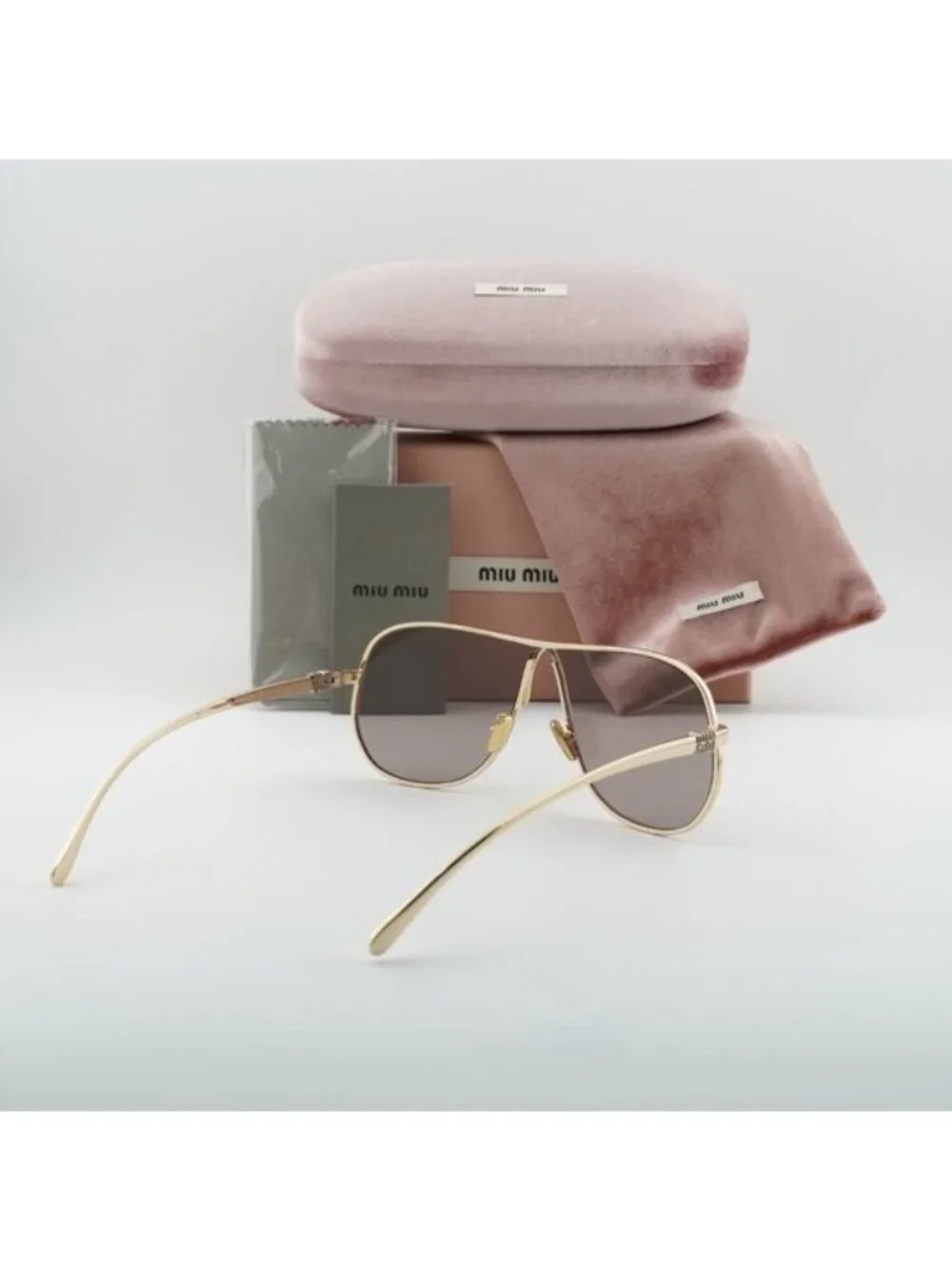 Miu Miu MUA56S 5AK20I Geometric Sunglasses – Gold/Purple Brown